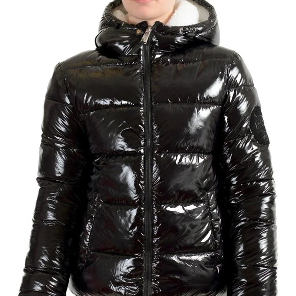 Plein Sport Women's Black Reversible Sherpa Logo Print Parka Jacket US 2XL IT 48